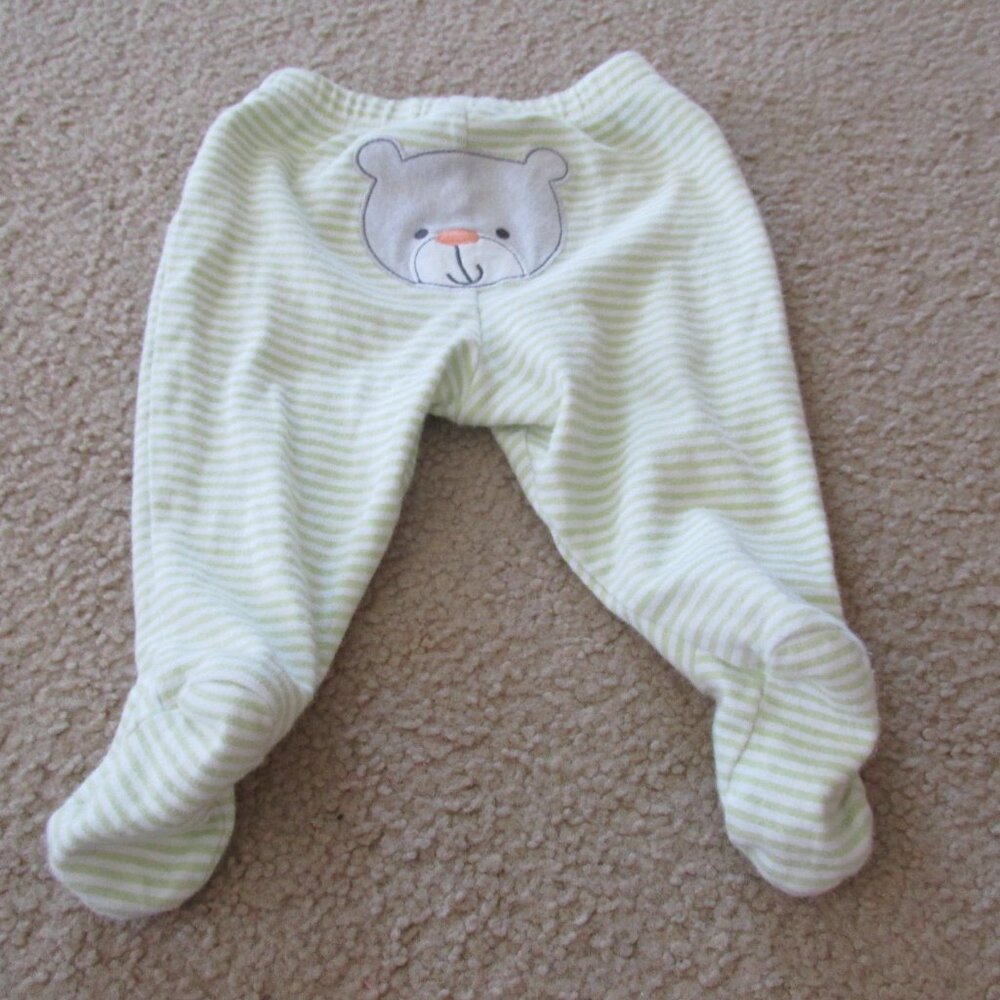 First Moments Pull On Sweatpants‎ Infant Boys 6M Green Striped Elastic Joggers - Picture 5 of 5